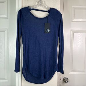 Chaser Blue Asymmetrical Long Sleeve Blouse Women’s Size Small